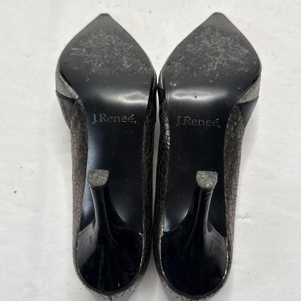 J. Renee black & silver crocodile skin texture office siren heels size 9 1/2 - Picture 7 of 8
